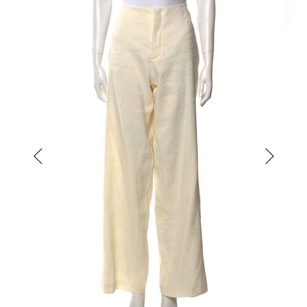 FRAME Cream Linen Wide Leg Pants